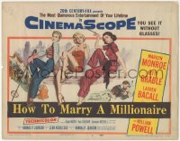 2b1250 HOW TO MARRY A MILLIONAIRE TC 1953 art of sexy Marilyn Monroe, Betty Grable & Lauren Bacall!