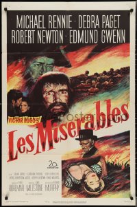 2b1110 LES MISERABLES 1sh 1952 Michael Rennie as Jean Valjean, Debra Paget, Victor Hugo!