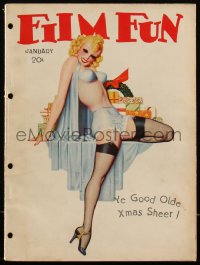 2b0779 FILM FUN magazine January 1937 Enoch Bolles-like art of half-clad female Christmas present!