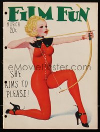 2b0781 FILM FUN magazine March 1937 sexy Enoch Bolles-like art, she aims to please w/ bow & arrow!