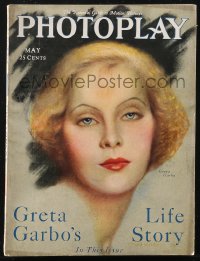 2b0770 PHOTOPLAY magazine May 1928 wonderful cover art of Greta Garbo by Charles Sheldon!