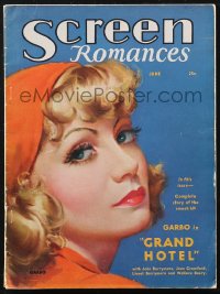 2b0775 SCREEN ROMANCES magazine June 1932 great cover art of Greta Garbo starring in Grand Hotel!