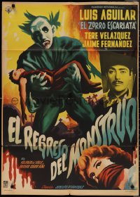 2b0681 EL REGRESO DEL MONSTRUO Mexican poster 1959 completely different horror art, ultra rare!