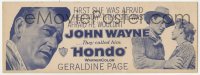 2b0581 HONDO 4x11 title strip 1953 Geraldine Page was afraid John Wayne wouldn't stay, very rare!