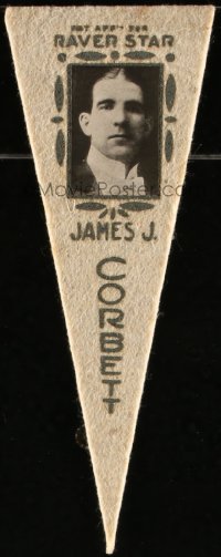 2b1493 JAMES J. CORBETT 3x8 felt pennant 1910s great image of the heavyweight champion boxer!