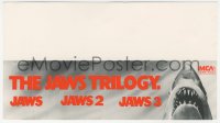 2b1497 JAWS TRILOGY 5x9 video promo 1980s Roger Kastel shark art, display it on your countertop!