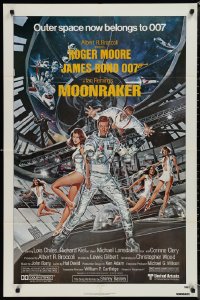 2b1130 MOONRAKER 1sh 1979 Goozee art of Roger Moore as James Bond, Kiel as Jaws & sexy ladies!