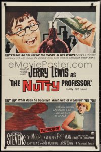 2b1141 NUTTY PROFESSOR 1sh 1963 Jerry Lewis & Stella Stevens in Dr. Jekyll & Mr. Hyde spoof!