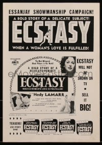 2b0100 ECSTASY pressbook R1953 Hedy Lamarr's early nudie, a bold story of a delicate subject!