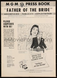 2b0105 FATHER OF THE BRIDE pressbook 1950 Elizabeth Taylor, Spencer Tracy, Joan Bennett, very rare!