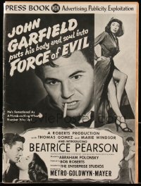 2b0106 FORCE OF EVIL pressbook 1948 smoking & mad John Garfield, Marie Windsor, very rare!