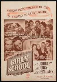 2b0111 GIRLS' SCHOOL pressbook 1938 if teachers knew what Anne Shirley & friends are studying, rare!