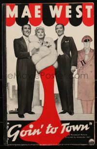 2b0112 GOIN' TO TOWN pressbook 1935 full-length sexiest Mae West in fancy dress with fur, rare!