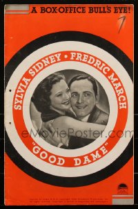 2b0114 GOOD DAME pressbook 1934 Sylvia Sidney & gambler Fredric March, die-cut cover, very rare!