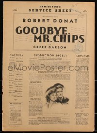 2b0116 GOODBYE MR. CHIPS pressbook 1939 dedicated teacher Robert Donat, pretty Greer Garson, rare!