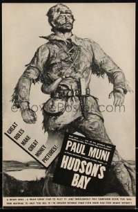 2b0122 HUDSON'S BAY pressbook 1940 cool art of burly pioneer Paul Muni, Gene Tierney, very rare!