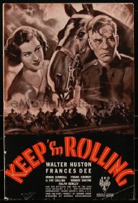 2b0130 KEEP 'EM ROLLING pressbook 1934 Walter Huston in U.S. Army cavalry, Frances Dee, very rare!