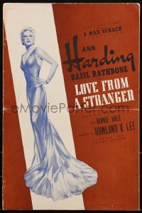 2b0141 LOVE FROM A STRANGER pressbook 1937 Ann Harding, Basil Rathbone, Agatha Christie, ultra rare!