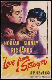 2b0142 LOVE FROM A STRANGER pressbook 1947 Hodiak, Sylvia Sidney, Agatha Christie, fatal fascination!