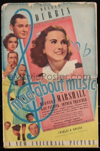 2b0148 MAD ABOUT MUSIC pressbook 1938 young singing Deanna Durbin, Herbert Marshall, very rare!