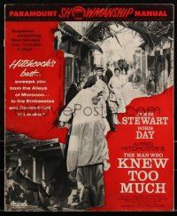 2b0151 MAN WHO KNEW TOO MUCH pressbook 1956 Alfred Hitchcock, husband & wife Jimmy Stewart & Day!