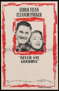 2b0164 NEVER SAY GOODBYE pressbook 1946 Errol Flynn, Eleanor Parker, WWII Home Front, ultra rare!