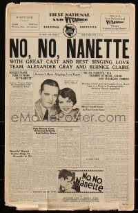 2b0168 NO, NO, NANETTE pressbook 1930 Alexander Gray, Bernice Clair, Broadway musical, ultra rare!