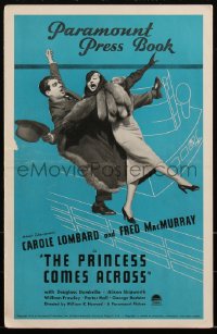 2b0181 PRINCESS COMES ACROSS pressbook 1936 Carole Lombard & Fred MacMurray, murder mystery, rare!