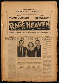 2b0188 RAGE IN HEAVEN pressbook 1941 Ingrid Bergman, Robert Montgomery, George Sanders, very rare!