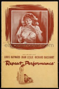 2b0193 REPEAT PERFORMANCE pressbook 1947 Joan Leslie's kissing or killing won't change her destiny!