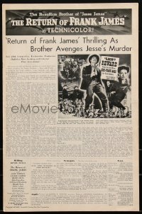 2b0194 RETURN OF FRANK JAMES pressbook 1940 Henry Fonda & Gene Tierney, Fritz Lang, ultra rare!