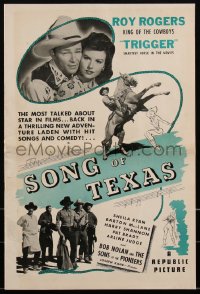 2b0212 SONG OF TEXAS pressbook 1943 Roy Rogers with pretty Sheila Ryan & riding Trigger, ultra rare!