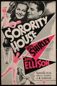 2b0213 SORORITY HOUSE pressbook 1939 Anne Shirley & James Ellison in college, Trumbo, ultra rare!