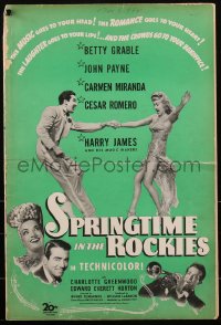 2b0217 SPRINGTIME IN THE ROCKIES pressbook 1942 Betty Grable, Payne, Romero, Carmen Miranda, rare!