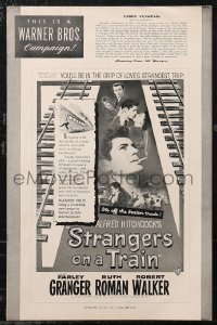 2b0222 STRANGERS ON A TRAIN pressbook 1951 Hitchcock, Granger & Robert Walker double murder, rare!