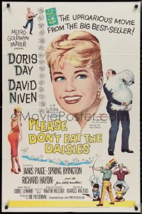 2b1150 PLEASE DON'T EAT THE DAISIES 1sh 1960 art of pretty smiling Doris Day, David Niven w/dog