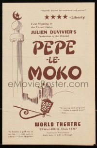 2b1539 PEPE LE MOKO premiere program 1941 French master thief Jean Gabin, Julien Duvivier, very rare!