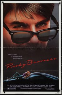 2b1164 RISKY BUSINESS 1sh 1983 classic c/u art of Tom Cruise in cool shades by Drew Struzan!