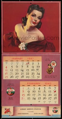 2b0641 SEASON'S GREETINGS 1942 calendar 1942 with art by Zoe Mozert, Anton Otto Fischer & more!