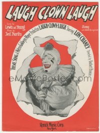 2b0654 LAUGH CLOWN LAUGH sheet music 1928 great image of Lon Chaney in clown makeup, the title song!