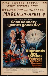 2b0487 DIAMONDS ARE FOREVER WC 1971 art of Sean Connery as James Bond 007 by Robert McGinnis!