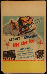 2b0498 HIT THE ICE WC 1943 Karl Godwin art of Ginny Simms w/Bud Abbott & Lou Costello on skis!