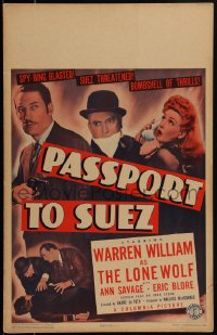 2b0520 PASSPORT TO SUEZ WC 1943 Warren William as The Lone Wolf blasts a spy ring, Ann Savage!