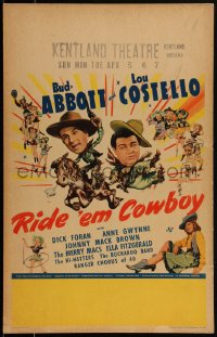 2b0521 RIDE 'EM COWBOY WC 1942 Bud Abbott & Lou Costello, great art of sexy cowgirls, very rare!