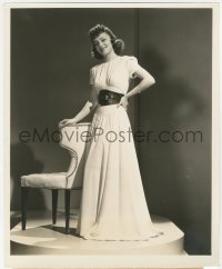 2b1753 FOUR'S A CROWD candid 8.25x10 still 1938 Olivia de Havilland modeling Orry-Kelly dress!