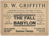 2b1568 FALL OF BABYLON herald 1919 D.W. Griffith re-edited & expanded from his classic Intolerance!