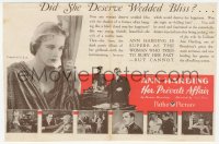 2b1573 HER PRIVATE AFFAIR herald 1929 married Ann Harding blackmailed by man she cheats with, rare!