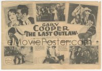 2b1580 LAST OUTLAW herald 1927 young Gary Cooper, art of masked cowboy firing gun from his horse!