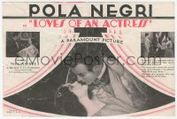 2b1583 LOVES OF AN ACTRESS herald 1928 great image of masked Pola Negri, Nils Asther, ultra rare!