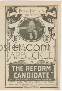 2b1590 REFORM CANDIDATE herald 1915 Macklyn Arbuckle, Forrest Stanley, Myrtle Stedman, ultra rare!